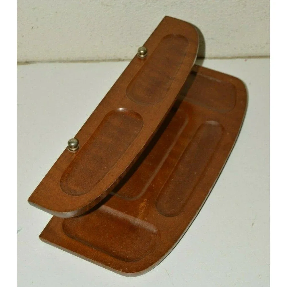 Vintage 2 Tier Men's Dresser Top Caddy Watches Cuff Links Tie Bars Jewelry
